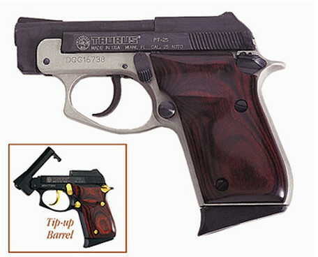 Taurus PT25 25 ACP 2.75" Barrel 9+1 Round (Blued with Nickel and Rosewood) Semi Automatic Pistol 1250036R