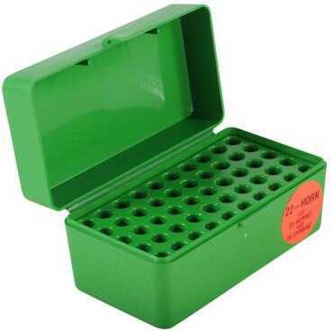 MTM Flip-Top Ammunition Box<span style="font-weight:bolder; "> 22</span> <span style="font-weight:bolder; ">Hornet</span> Plastic Green Holds 50 Rounds H50-RS-10