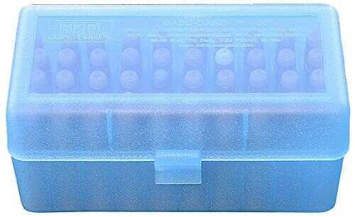 MTM Ammunition Box 50 Round Flip-Top 223 270 WSSM 460 500 S&W Clear Blue RSLD-50-24