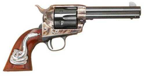 Cimarron Frontier 45 Colt 4.75" Barrel I Piece Walnut Grip With Silver Snake Case Hardened Revolver PP410SSI01