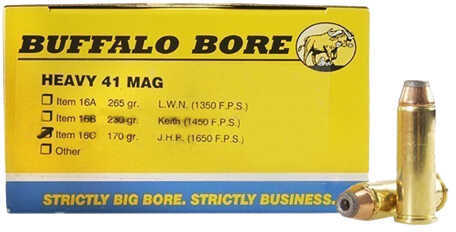 Buffalo Bore Ammunition Heavy 41 Magnum 170 Grains JHP (Per 50) 16C/50