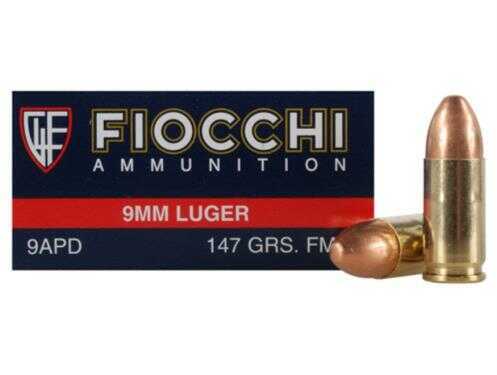 9mm Luger 50 Rounds Ammunition Fiocchi Ammo 147 Grain Full Metal Jacket