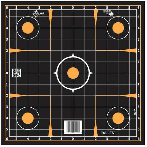 Allen EZ AIM Adhesive Sight-In Grid 12" Square 10 Pack Black/Orange 1531410