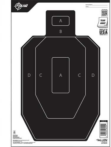 Allen Ez Aim Paper Ipsc 1/2 Taget 12x18 50 Pack