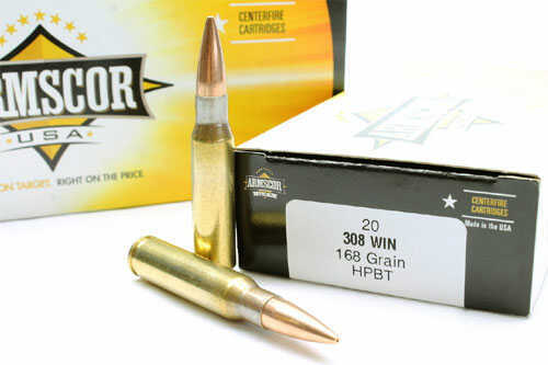 308 Winchester 20 Rounds Ammunition Armscor Precision Inc 168 Grain Hollow Point Boat Tail