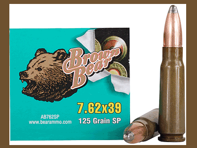 7.62X39mm 500 Rounds Ammunition Bear 125 Grain Soft Point