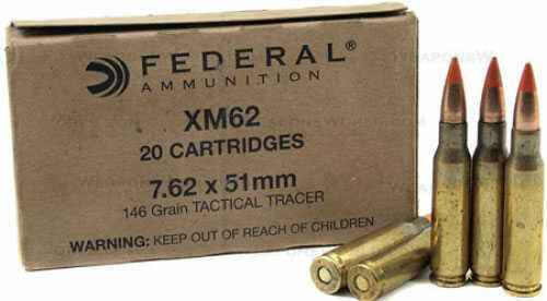 7.62 NATO 20 Rounds Ammunition Federal Cartridge 168 Grain Tracer