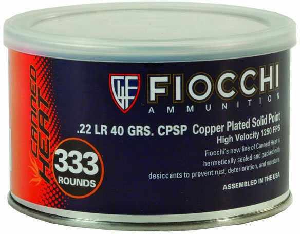 Fiocchi Ammo 22LR 40 Grains CPSP Canned Heat 333/3 Ammunition 22CHVCR3