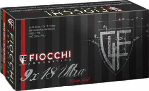 Fiocchi 9mmX18mm Ultra Police 100 Grain Metal Case Ammunition Md: 9X18