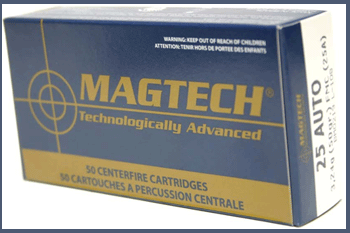 25 ACP 50 Rounds Ammunition MagTech 50 Grain Full Metal Jacket