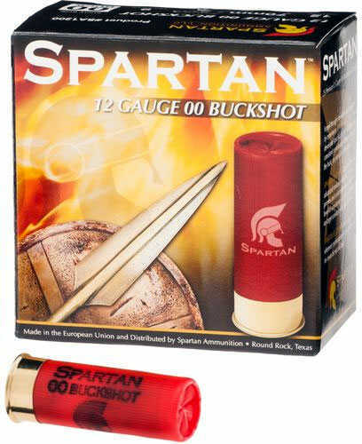 12 Gauge 25 Rounds Ammunition Spartan 3/4" 9 Pellet Lead #00 Buck