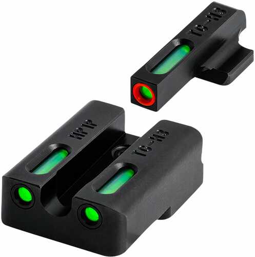 Truglo Tfx Pro Square Front / U-notch Rear Tritium Fiber Optic Sight Color - Green Orange Outline