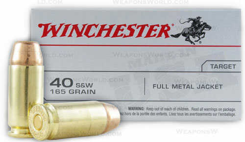 40 S&W 200 Rounds Ammunition Winchester 165 Grain Full Metal Jacket