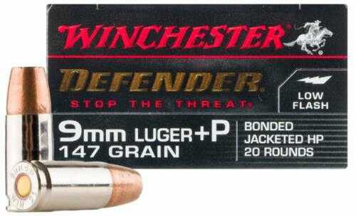 9mm Luger 20 Rounds Ammunition Winchester 147 Grain Jacketed Hollow Point