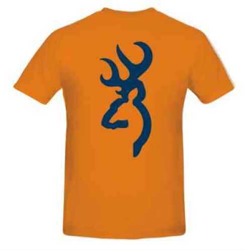 Signature Products Group SPG Apparel Browning Short Sleeve Tee Navy Buckmark Orange MD BRC1758031M