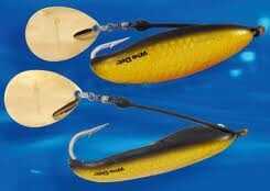 Bomber Saltwater Who Dat Rattlin Spoon 2 3/4in 7/8oz Gold Black Back Orange Md#: BSWWRS3-390