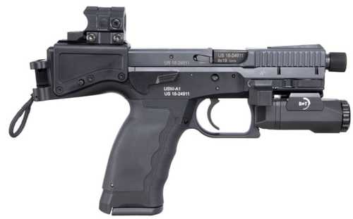 B&T USW Semi-Auto 9mm Luger Pistol 4.3" Barrel (1)-17Rd Mag Manual Safety Aimpoint Nano Optics Ambidextrous Controls B&T Tactical Light Black Polymer Finish