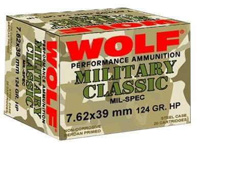 7.62X39mm 20 Rounds Ammunition Wolf Performance Ammo 124 Grain Jacketed Hollow Point