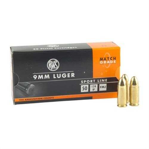 9mm Luger 50 Rounds Ammunition Ruag Ammotec 124 Grain Full Metal Jacket