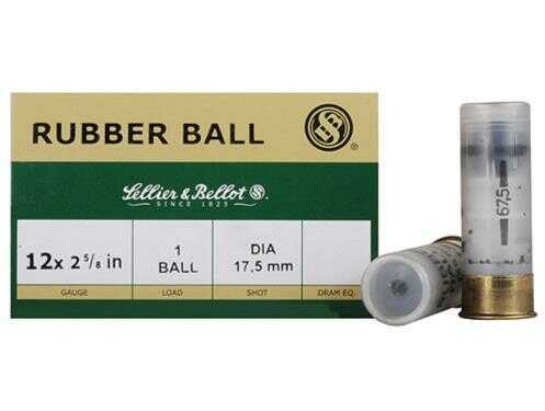 12 Gauge 25 Rounds Ammunition Sellier & Bellot 2 5/8" 1 oz Rubber #Slug