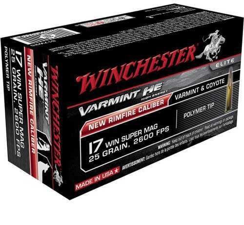 17 Winchester Super Mag 50 Rounds Ammunition 25 Grain Ballistic Tip