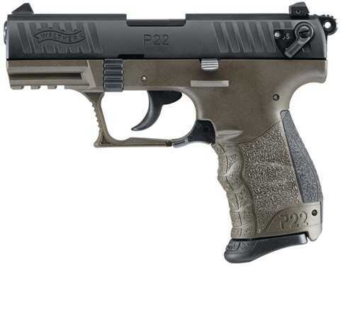 Click to see larger image. Walther P22 Pistol OD Green 22 Long Rifle 3.42" Barrel 10 Round CA Complaint Semi Automatic