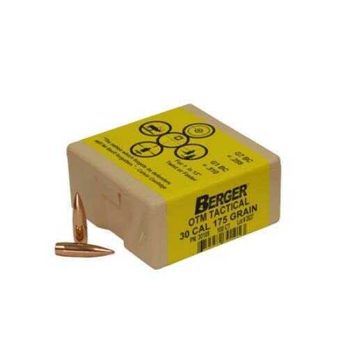 Berger Bullets Tactical 30 Caliber 175 Grain Open Tip Match Reloading 100 Per Box Md: BB30105