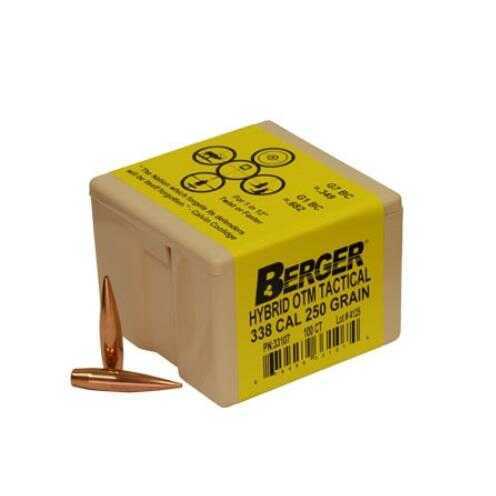 Berger Bullets Tactical 338 Caliber 250 Grain Hybrid Open Tip Match Reloading 100 Per Box Md: BB331