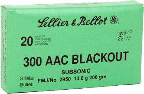 300 AAC Blackout 20 Rounds Ammunition Sellier & Bellot 220 Grain Full Metal Jacket