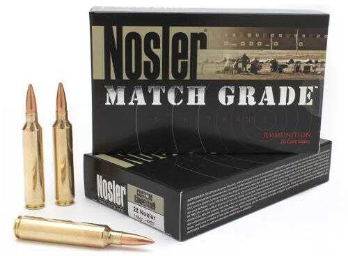 Nosler Match Grade 28 168 Grain Hollow Point Boat Tail Ammunition, 20 Rounds Per Box Md: 51287