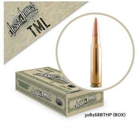 308 Marlin 20 Rounds Ammunition Jesse James 168 Grain Hollow Point Boat Tail