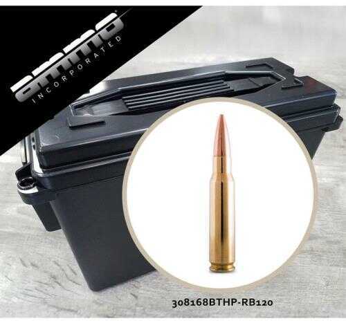 308 Winchester 120 Rounds Ammunition Ammo Inc 168 Grain Boat Tail Hollow Point