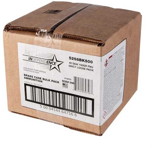 Independence 40 S&W 180Gr FMJ - 500 Rd Bulk Box