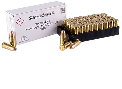 9mm Luger 20 Rounds Ammunition Sellier & Bellot 124 Grain Full Metal Jacket
