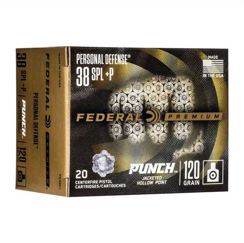 Federal Pd38P1 Premium Punch 38 Special +P 120 Gr Jacketed Hollow Point (JHP) 20 Bx/ 10 Cs