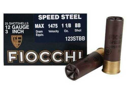 12 Gauge 25 Rounds Ammunition Fiocchi Ammo 3" 1 1/8 oz Steel #BB
