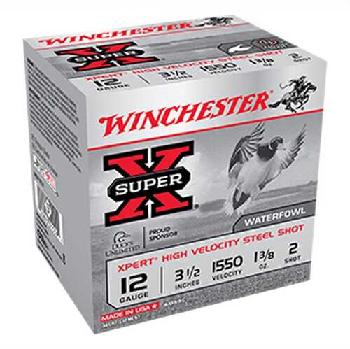 12 Gauge 75 Rounds Ammunition Winchester 3 1/2" 1 3/8 oz Steel #2