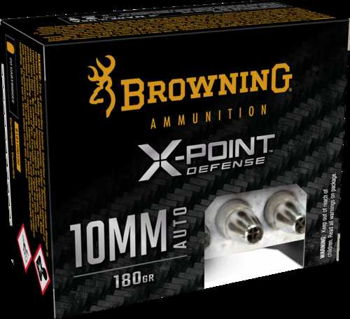 Browning X-Point Ammunition 10mm Auto 180 Grain X-Point Hollow Point Brass Cased Centerfire Pistol 20 Rounds