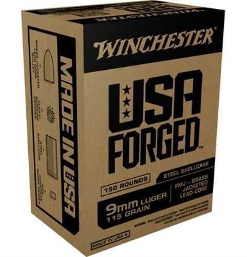<span style="font-weight:bolder; ">9mm</span> Luger 150 Rounds Ammunition Winchester 115 Grain Full Metal Jacket
