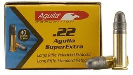 Aguila SuperExtra 22 Long Rifle 40 Grain Lead Round Nose Ammunition, 50 Rounds Per Box