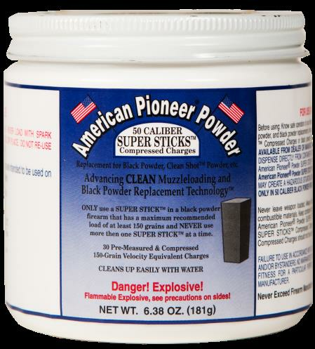 <span style="font-weight:bolder; ">American</span> <span style="font-weight:bolder; ">Pioneer</span> Powder Super Sticks 50 Caliber 100 Gr (APP50100)