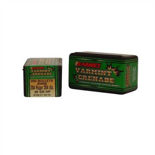 Barnes Bullets 20 Caliber (.204) 26 Grain Varmint Grenade (Per 250) 20456