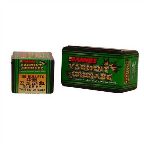 Barnes Bullets 22 Caliber 50 Grain Varmint Grenade (Per 100) 22486