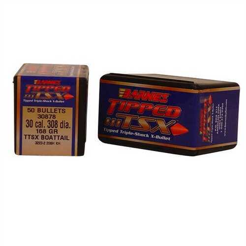 Barnes Bullets 30 Caliber .308" 168 Grain Tipped Triple Shok X Boattail (Per 50) 30878