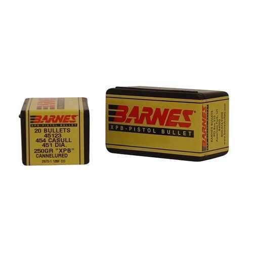 Barnes Bullets 454 Casull 250 Grains XPB/20 Pistol (Per 20) 45123