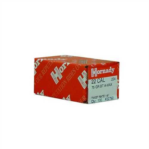 Hornady 22 Caliber Bullets (.224) 75 Grains A-Max (Per 100) 22792