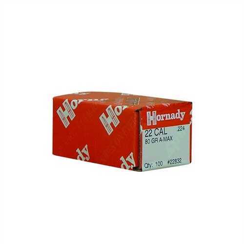 Hornady 22 Caliber Bullets (.224) 80 Grains A-Max (Per 100) 22832