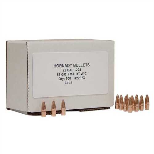 Hornady Bullet 22 Cal .224 55 Grain FMJ-BT W/C 500 Box