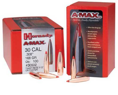 Hornady 30 Caliber Bullets 168 Grains A-Max (Per 250) 305026