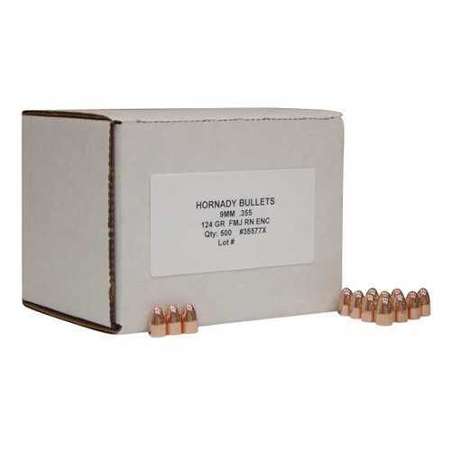 Hornady 9mm 124 Grain Full Metal Jacket Round Nose Component Bullets, 500 Count Md: HDY35577X